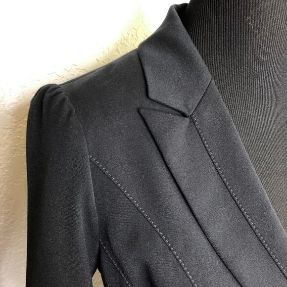 WHBM black pleated peplum hem button front blazer size 2 - Picture 7 of 16